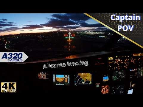 Amazing Airbus Cockpit Landing At Evening | A320 Captain POV Landing At Alicante RWY 28
