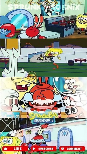 SpongeBob vs Squidward Fight 🍍💥| Mr. Krabs Birthday Gone Wrong🐙🦀 #sprunkiphoenix