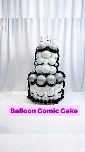🎂 My second attempt at comic or 2D balloons. My inspiration came from the cutest little comic cake by @tigga_mac (check out her page it will make you smile 😊) and the comic balloon cake made by @thecreativeheartstudio from the birthday balloons class. I highly recommend any of her classes❕ *** It took so much time to add the detail and then try to outline the whole thing in black 260’s and 160’s. I wanted a cleaner look but its hard when working with round balloons. Anyway hope you like it. Le