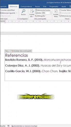 Así se hace la bibliografía en Word #wordtutorials #shorts #tips
