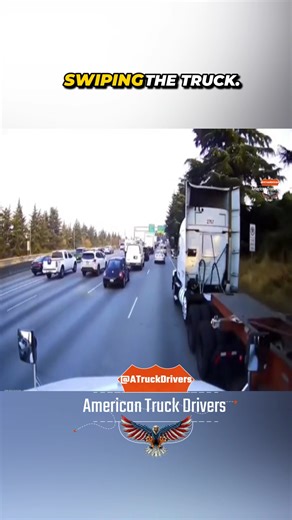 Semi Uses Emergency Lane to Overtake, Tire Blowout Causes Side Swipe #AmericanTruckDrivers #UnsafeOvertake #TireBlowout #TruckIncident #HighwayDanger | American Truck Drivers