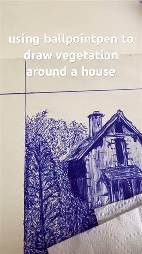 How to draw vegetation/shrubs using ball point pen