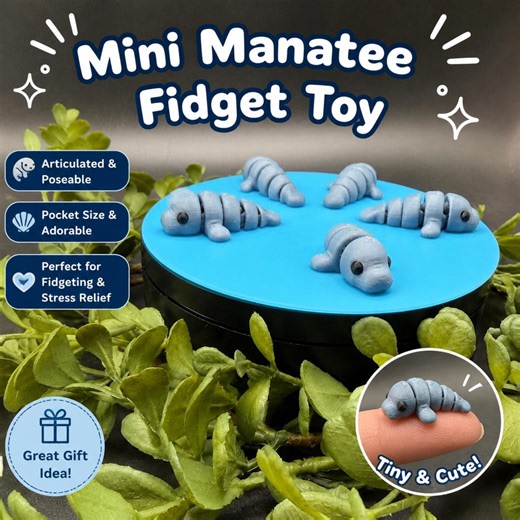 Manatee | 3D Printed Animals | Articulated Animal | Desk Pet | Ocean Animal | Sea Animal | ADHD Sensory Fidget Toy | Ocean Theme Party Favor - Etsy
