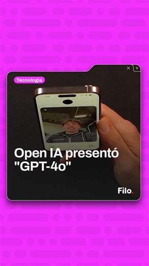 2.5K views |  #OpenIA: presentó "#GPT-4o"  El nuevo avance tecnológico puede interactuar como si fuera un humano: utiliza imagen, texto y sonido para crear conversaciones.  ¿Qué se espera con está nueva IA? mejorar la experiencia entre personas y computadoras. Y, en un futuro, "hablar" de manera fluida.  ¿Qué opinas de esta nueva tecnología? Dejá tu comentario  #Tecnologia #FiloNews #Actualidad #EEUU | Filo news | Facebook