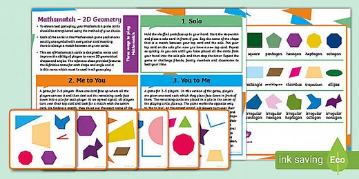 Maths match 2D Geometry Matching Card Game