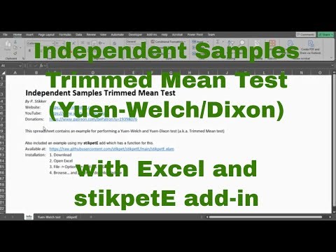 Excel - Independent Samples Trimmed Mean test with stikpetE