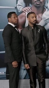 Michael B. Jordan and Jonathan Majors Embrace at Creed 3 Movie Premiere
