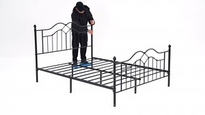 LOEWAY Full Metal Bed Frame with Classical Headboard and Footboard, Black | Platform Bed with Sturdy Metal Slats Support, Adequate Under Bed Storage, No Box Spring Needed, Easy Assembly