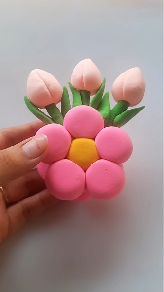 DIY idea 💞 How to make easily flower pot 🌷with Super clay #trend​ #clay​ #music​ #funny​ #clay​