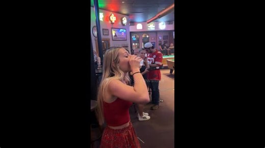 Girl gets knocked out during a hurricane shot in Pittsburg, Kansas