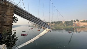 Moment of fatal bridge collapse in India