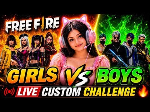 GIRLS 🎀🔥VS BOYS SQUA💪💀CUSTOM CHALLENGE 🔥|FREE FIRE LIVE #classyff #nonstopgaming #freefirelive #rai