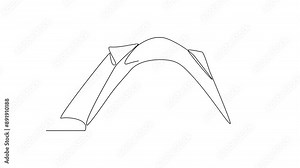 Animated self drawing of tent video design illustration. Camping and hiking tools design illustration simple linear style video concept. Tools outdoor activity in the mountain with family or friends.