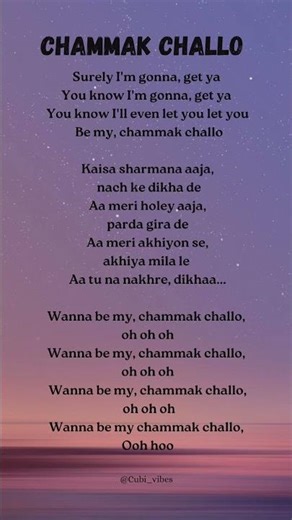 Chammak Challo ✨ (lyrics) #viral #love #song #shorts #lyrics