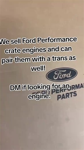 Ford Performance Crate Engines Available 🔥 We carry Ford Performance crate engines ready for your next build. Whether you’re going stock replacement or full performance, we’ve got options. We can also pair your engine with the right transmission for a complete setup. 📩 Message us for options, pricing, and availability. #FordPerformance #CrateEngine #EngineSwap #BuiltFord