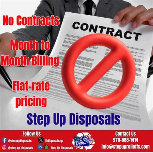 Step Up Disposals is here to provide exceptional waste management services without the hassle of binding contracts and hidden fees. Contact us today to experience the Step Up difference for yourself! We bring the customer service to a trashy business. #stepupdisposals #trashtalk #sanitation #trashservices #stepup #wastemanagement #fortcollins #berthoud #loveland #local #family #5starrated #customerservice | Step Up Disposals