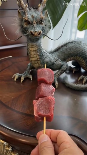 Have You Seen This Baby Dragon Cooks Meat! 🐉🔥😂#babydragon #fantasy #funny #dragon #shorts