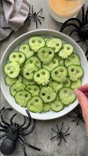 Skull Cucumber Salad ☠️ | Spooky Halloween Side Dish Idea | Easy Creepy Party Recipe 🥒💀 #halloween