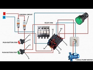 Single-phase water pump circuit connection diagram using relay