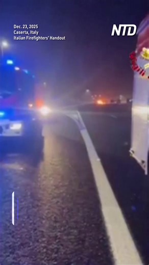 A tanker loaded with LPG (Liquid Propane Gas) exploded on Italy’s A1 highway between Rome and Naples amid peak Christmas traffic on Dec. 23, 2025. | NTD News