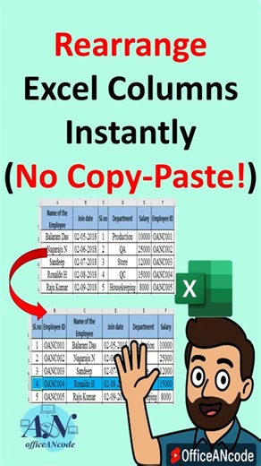 How to Rearrange Excel Columns Instantly (No Copy-Paste!) #OfficeANcode