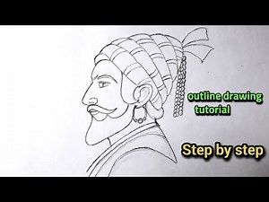 outline tutorial - shivaji maharaj drawing with pencil