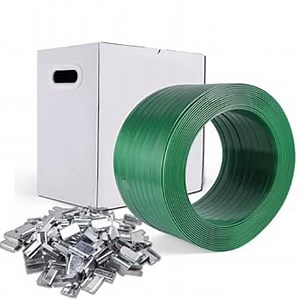 Pallet Strapping, Banding Strapping, Packaging Strapping (5/8" x 1500 ft x 0.035" PET Polyester Strapping and 100 Buckles) - Certified 1200 lbs Break Strength Plastic Strap