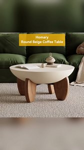 Amazon.com: homary Round Concrete Coffee Table with Premium Walnut Ash Wood Legs, Modern Minimalist Cement Finish Center Table for Living Room : Home & Kitchen