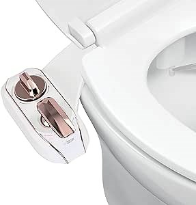 LUXE Bidet NEO 320 Plus - Warm Water, Dual Nozzle, Non-Electric Bidet Attachment for Toilet Seat, Patented Slide-In Install, 360° Self-Clean, EZ-Lift to Clean, Feminine & Rear Wash (Rose Gold)