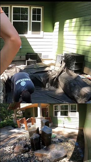 Installing a custom Basalt Column Fountain for this home entryway using the @TEAMAquascape method.