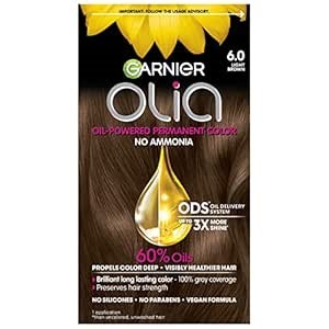 Garnier Hair Color Olia Ammonia-Free Brilliant Color Oil-Rich Permanent Hair Dye, 6.0 Light Brown, 1 Count (Packaging May Vary)