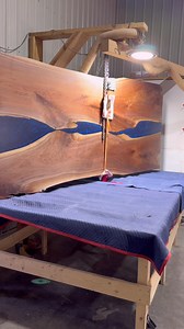 Working alone can have its challenges, this chain hoist upgrade has made the challenge of flipping heavy tables a little less stressful.👍😎 | Dust & Wood