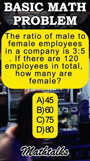 The ratio of male to female employees in a company is 3:5. If there are 120 employees in total..