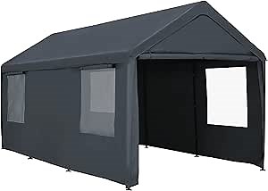 Carport Canopy 12x20ft Heavy Duty with Removable Sidewalls & Doors, Portable Car Port Garage Shelter for Boat, Party, Outdoor Camping Tent, UV Resistant