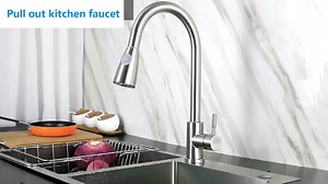 Brushed Nickel Water Tap Pull Out Kitchen Faucet