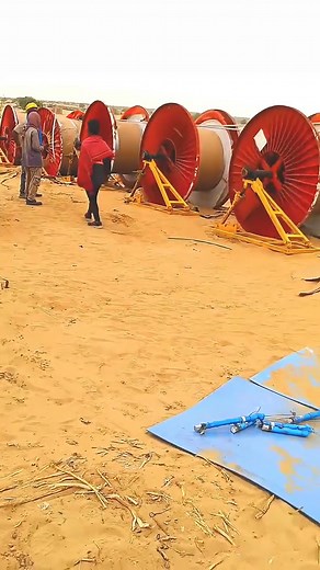 In the overhead transmission line, the tensioner machine is installed at the tower center position, and the conductor drum is placed behind it in proper sequence for conductor stringing. During the stringing process, all conductor wires were in contact with the ground, so ground rollers were used to prevent the conductor wires from touching the ground. - Eng Mari Durai Pandian | Geerthana Mari Durai Pandian