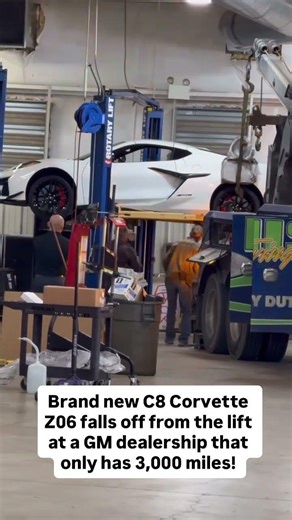 Corvette falls off the lift. #cars #automobile #cartok #chevy #fast #foryou #viral #foryoupage