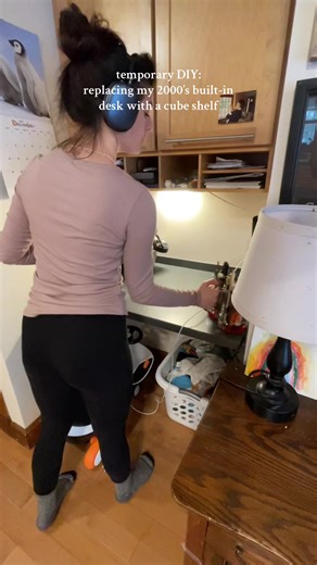 Upgrading Your 2000’s Built-in Desk with a Cube Shelf