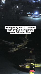 1M views · 3.7K reactions | A firefighting aircraft was grounded after it was struck by a civilian-flown drone while over the Palisades Fire on Thursday. Circumstances surrounding the crash remain under investigation, but officials told the Los Angeles Times that the Super Scooper suffered a hole in its wing. | CBS LA | Facebook