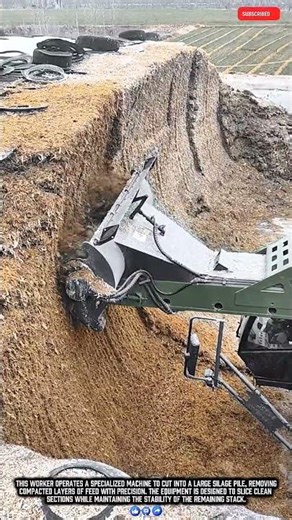 This Worker Uses Heavy Equipment to Cut and Manage Silage Efficiently