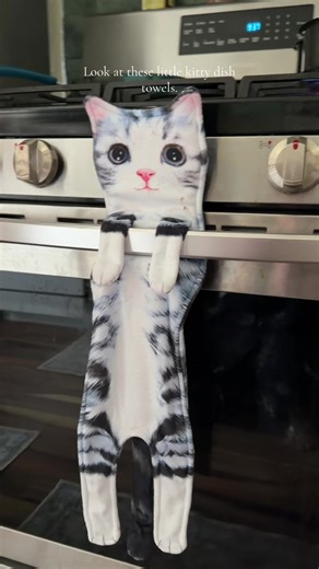 These kitty dish towels are so cute and they have so many cat options to choose from so you can match your cat. #funnygifts #catsoftiktok #catlovers