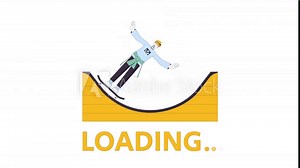 Riding on skateboarding ramp line 2D loading animation. Skateboarder teenage boy animated cartoon linear character 4K video loading motion graphic. Skatepark. Ramp skating download process gif