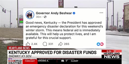 Federal emergency disaster declaration issued for Kentucky