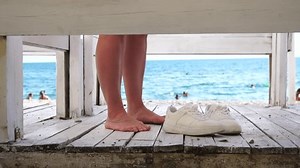 Woman Changing Dressing Room On Beach Stock Footage Video (100% Royalty-free) 1105386747 | Shutterstock