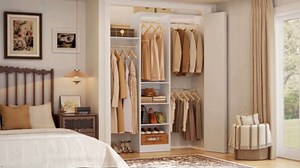 Besiost 48" Closet Organizer System, 4FT Closet System for Small Closets with 4 Hanging Rods & 3 Shelves, 80"H Small Closet Organizers and Storage for Bedrooms, Cloakrooms, Gray