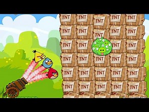 Angry Birds Cannon Birds 1 - EXPLODE ALL THE 100 TNT TO FORCE PIGGIES OUT SKILL SHOOTING GAMES!