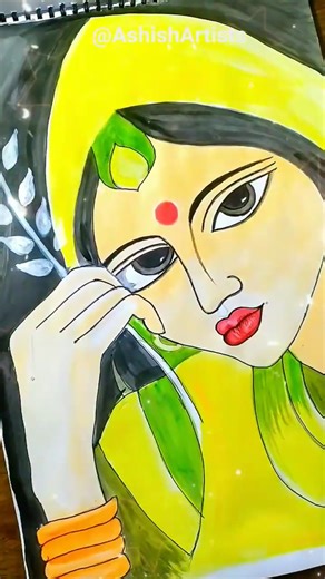 elegance girl drawing Love 💕 emotions with painting #love #trending #art #color portrait