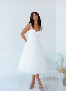 Short Wedding Dress Ivory White off Shoulder Tulle Midi Civil Dress for Summer Romantic Strapless Dress Elopement Engagement Gown Size S M - Etsy