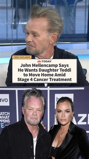 TODAY on Instagram: "John Mellencamp said he's hoping to convince his daughter, Teddi Mellencamp, to move back to their home state of Indiana with her three children as she is treated for Stage 4 cancer. The legendary singer and songwriter shared a health update on his 44-year-old reality TV star daughter, who was diagnosed in October 2022 with Stage 2 melanoma that later spread to her lungs and brain. "Suffering," he said. John Mellencamp added that Teddi "has good days" and "feels good" until 