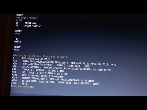 MCS-BASIC-52 V1.31 running on AT89S52 using my Python serial terminal